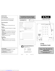 K-Tech ET401 Installation Manual