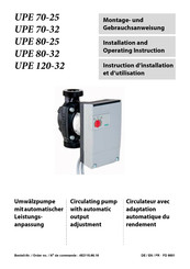 Dimplex UPE 80-25 Installation And Operating Instruction