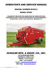 Schuler HF455 Operator's And Service Manual
