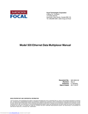 Focal Technologies Corporation Moog 920 Manual