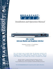 Broadcast Tools ICM-16/MHI Installation And Operation Manual