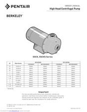 Pentair Berkeley SS1XN-1/2 Owner's Manual