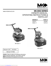MK Diamond Products MK-DDG-5 Electric Owner's Manual Operating Instruction & Parts List