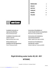 Vetus WTANKC Installation Instructions And Owner's Manual