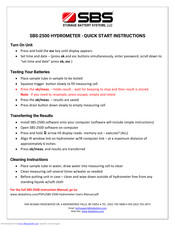 SBS SBS-2500 Quick Start Instructions