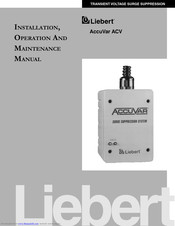Liebert AccuVar ACV Series Installation, Operation And Maintenance Manual