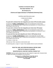 Dive Pool Systems Dive Smart Sanitizer G1 Installation And Operation Manual