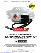 BD Diesel Performance FlowMAX Lift Pump V3 Installation Instructions Manual