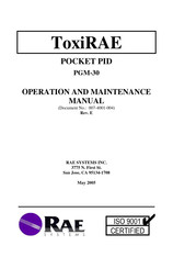 Rae ToxiRAE PGM-30 Operation And Maintenance Manual