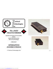 Tactical technologies Joey Transcorder Operating Instructions Manual