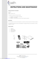 iBath BETA Instructions And Maintenance Instructions