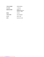 Ritron Liberty RLR-460 Maintenance/Repair/Operating Manual