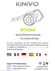 Kinivo BTH260 Quick Reference Manual