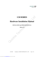 QUCIKTE TECHNOLOGY I30-802M Hardware Installation Manual