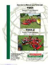 Progressive Turf Equipment TD65-2 Operators Manual And Parts Lists