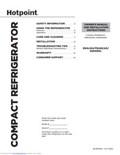 Hotpoint HME03GGM Owner's Manual And Installation Instructions