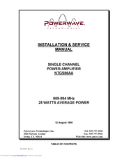 Powerwave Technologies NTGS86AA Installation & Service Manual