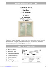 SelectBlinds Basic Aluminum Blinds Installation Instructions Manual