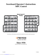 Nevco 871 Hockey Operator Instructions Manual