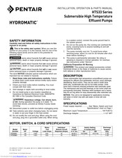 Pentair HYDROMATIC HTS33M1 Installation, Operation & Parts Manual