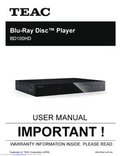 Teac BD100HD User Manual