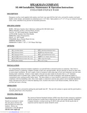 Speakman EYESAVER SE-460 Installation, Maintenance And Operation Instructions