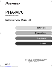 Pioneer PHA-M70 Instruction Manual