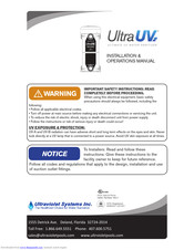 Ultraviolet Sysrtems Inc. Ultra UV2 Installation & Operation Manual