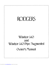 Rodgers Windsor 840 Pipe Augmented Owner's Manual