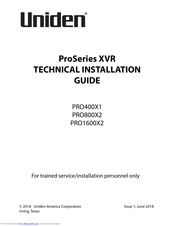 Uniden PRO400X1 Technical Installation Manual
