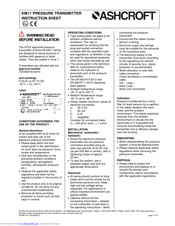 Ashcroft km11 Instruction Sheet