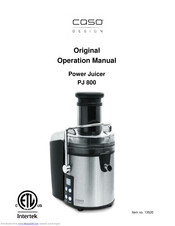 CASO DESIGN PJ 800 Original Operation Manual