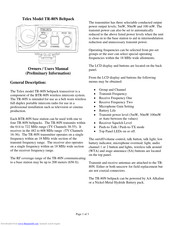 Telex RadioCom TR-80N Owner & User Manual