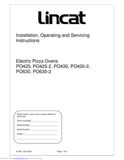 Lincat PO430 Installation, Operating And Servicing Instructions