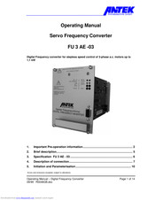 ANTEK FU 3 AE-03 Operating Manual