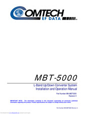 Comtech EF Data MBT-5000 User's Installation And Operation Manual