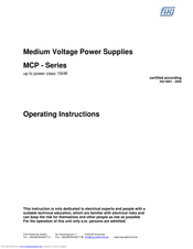 FuG Elektronik MCP 5000-2000 Operating Instructions Manual