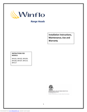 Winflo WH101 Installation Instructions, Maintenance, Use And Warranty