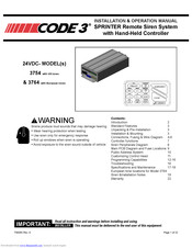 Code 3 Sprinter Installation & Operation Manual
