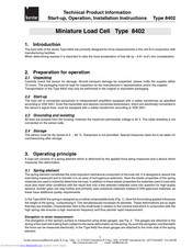 Burster 8402 Series Technical Product Information/Start-Up, Operation, Installation Instructions