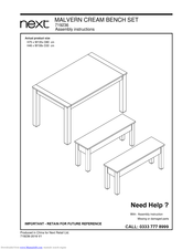 Next MALVERN CREAM BENCH SET Assembly Instructions Manual