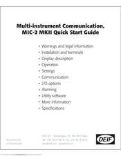 Deif MIC-2 MKII Quick Start Manuals