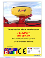 Apv PS 800 M1 Translation Of The Original Operating Manual