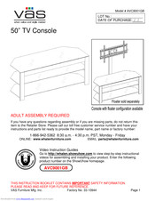 VAS Furniture Mfg. Inc. AVC9001GB Assembly Instructions Manual