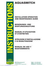 Refco AQUASWITCH Installation, Operation And Maintenance Manual