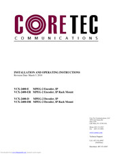 Coretec VCX-2400-ER Installation And Operating Instructions Manual