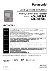 Panasonic AG-UMR20E Basic Operating Instructions Manual