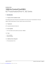 Danfoss 1000 Hz Control Card MK-I Installation Manual