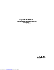 Cirris signature 1100R+ Operator's/Performance Manual