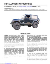 RANCHO RS6501 Installation Instructions Manual